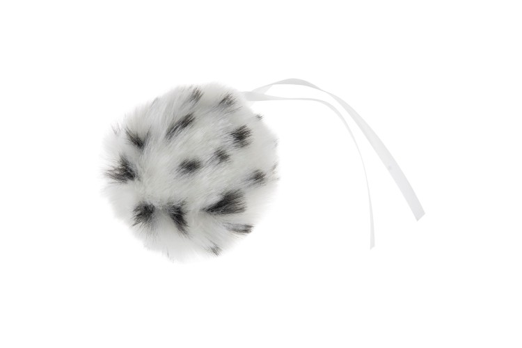 Faux Fur Pom Pom White Spot 11cm