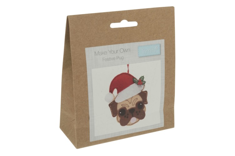 Felt Decoration Kit Festive Pug