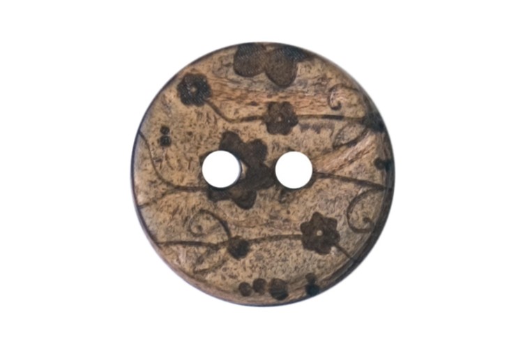 Floral Button 15mm Coconut