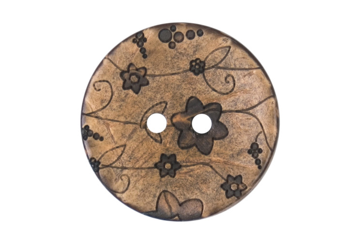 Floral Button 25mm Coconut