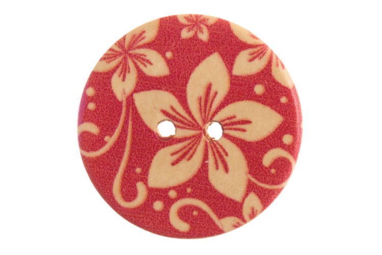 Floral Button 25mm Wooden