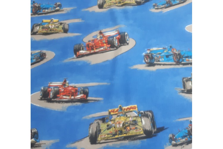 Formula One on Blue Cotton