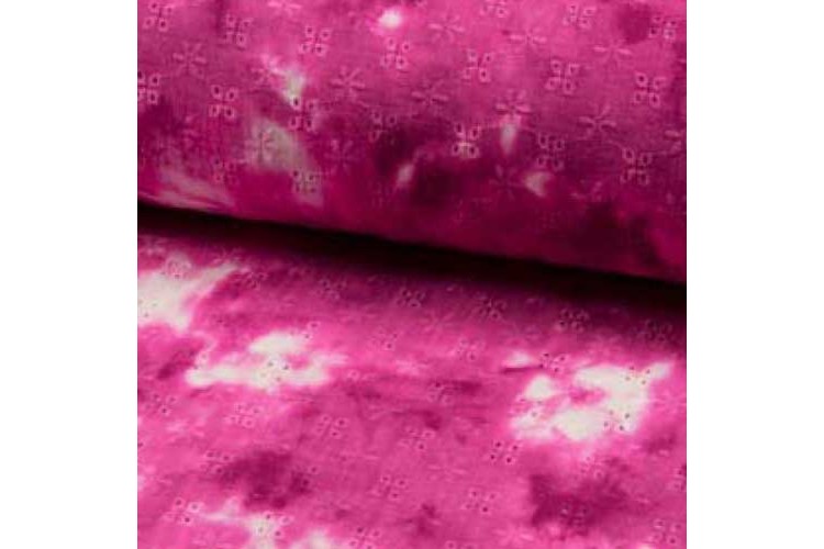 Fuchsia Tie Dye Embroidered Gauze