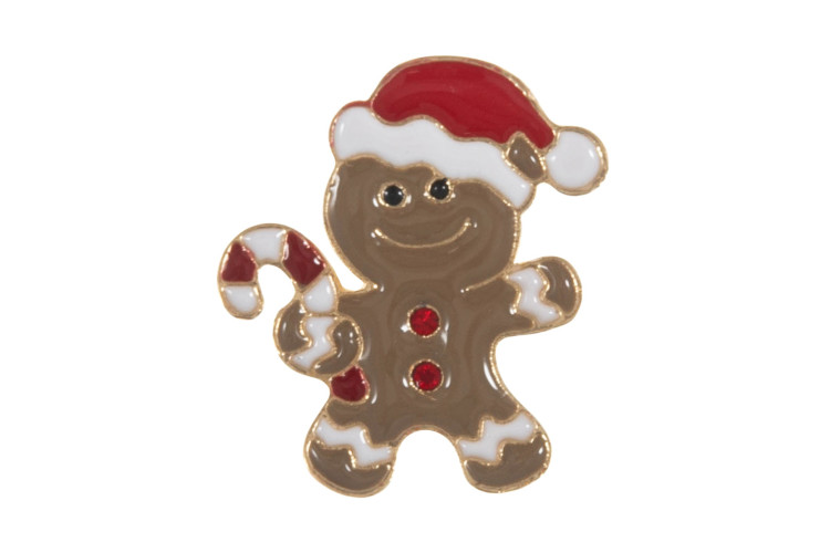 Gingerbread Man Diamante & Enamel