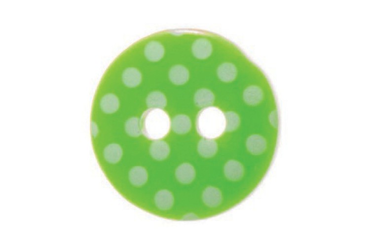 Green & White Spotty Button 12mm