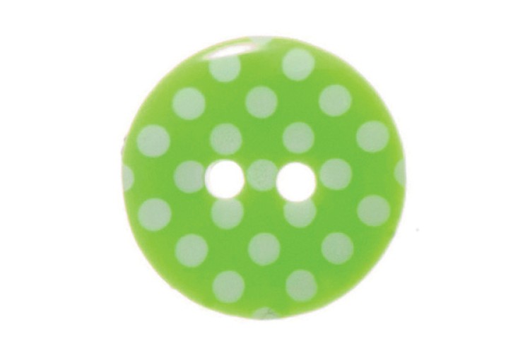 Green & White Spotty Button 15mm