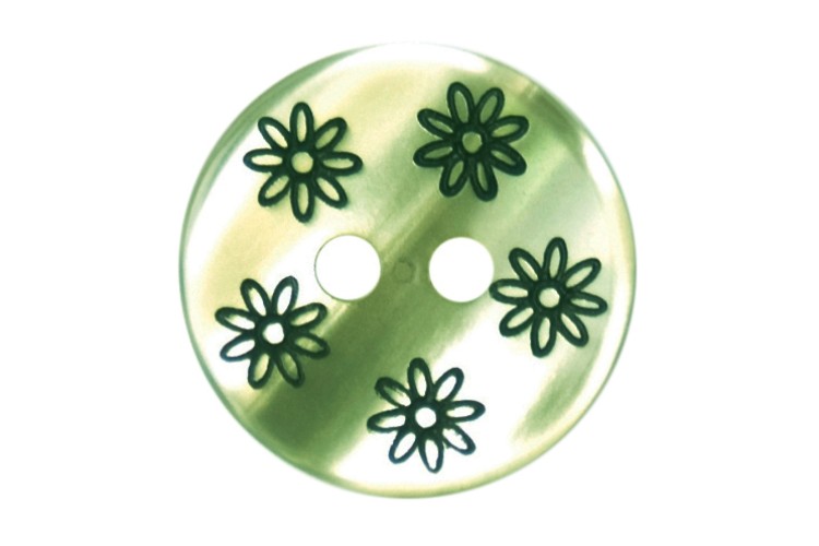 Green Flower Buttons 15mm 2B/1946