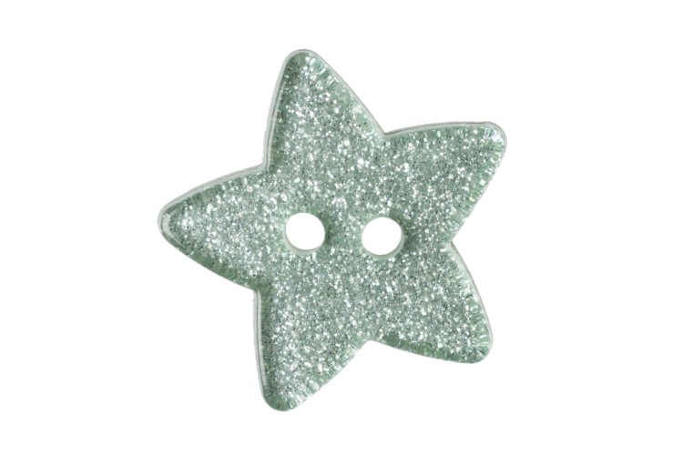 Green Glitter Star Button 18mm