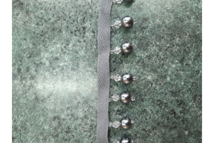 Grey Beaded Trim 1m Clearance