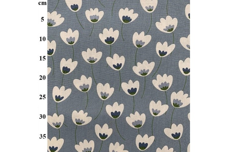 Grey Floral Cotton Poplin