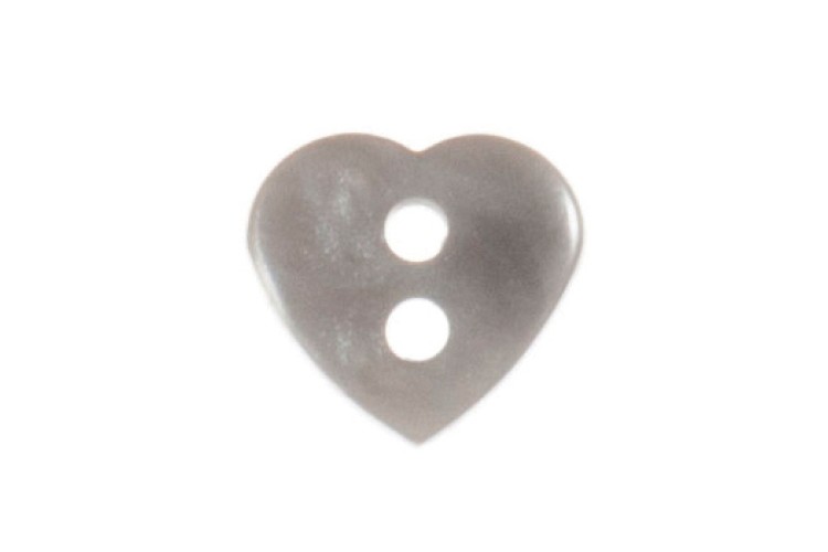 Grey Heart Button 11mm