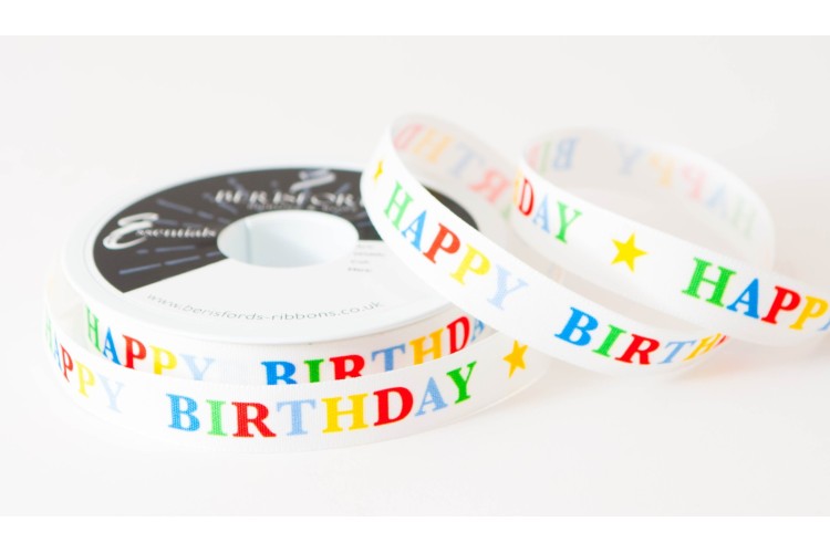 Happy Birthday Ribbon 15mm