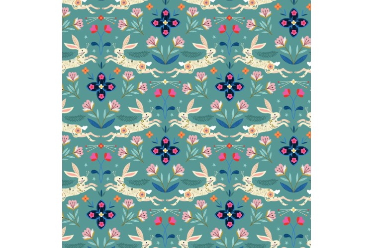 Hares on Teal