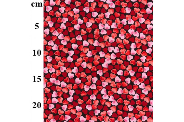 Hearts Black Cotton Poplin