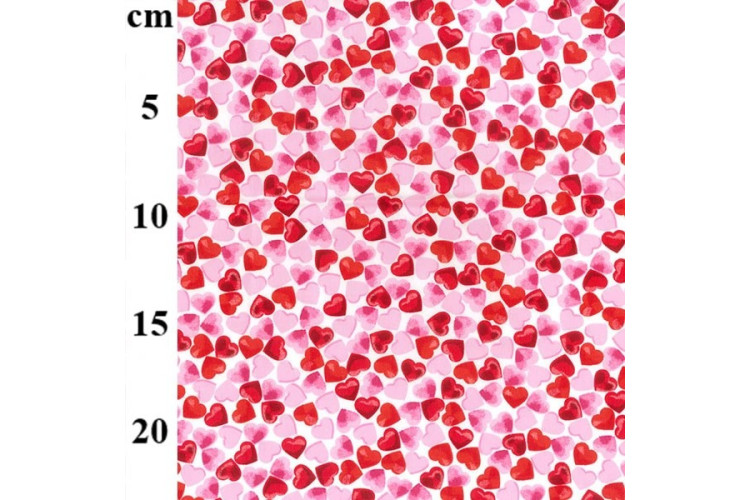 Hearts White Cotton Poplin