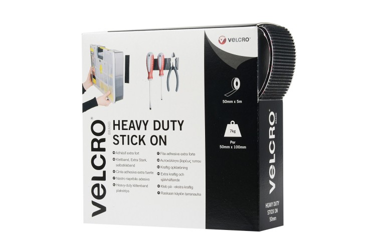 Heavy Duty Stick On Velcro Black 50mm