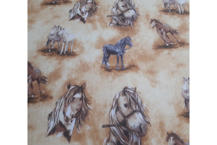 Horses Natural Cotton