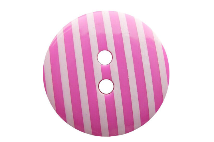 Hot Pink & White Stripe Button 15mm