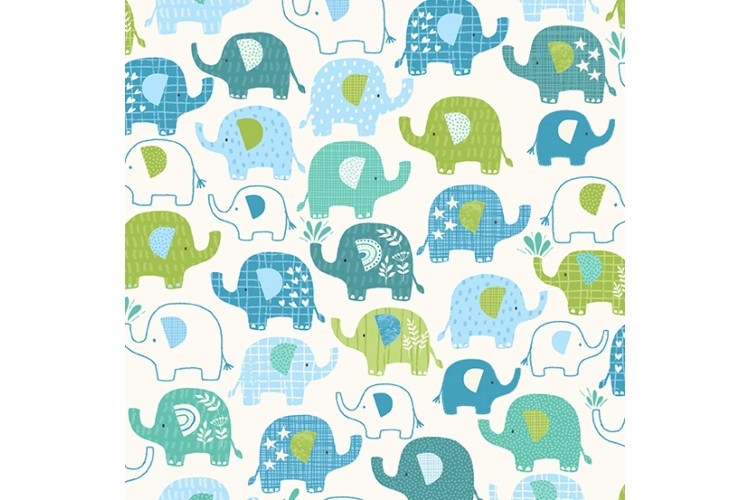 Jungle Elephants Blue