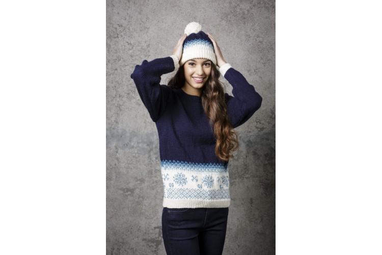 Ladies Christmas Jumper & Hat Pattern DK 9308