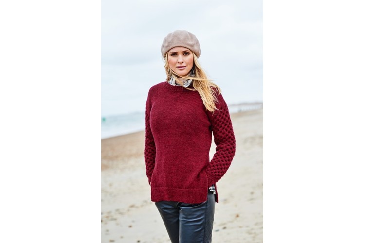 Ladies Round & V Neck Sweaters Pattern Aran 9873