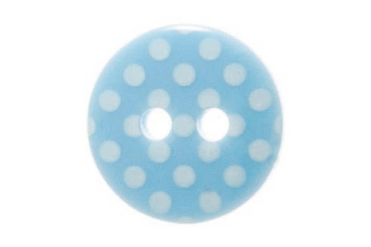 Light Blue & White Spotty Button 12mm