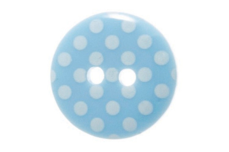 Light Blue & White Spotty Button 15mm