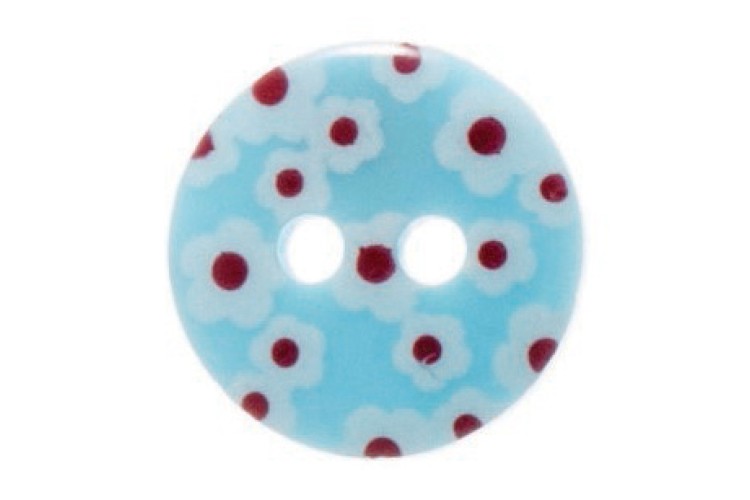 Light Blue Flower Printed Buttons 12mm G439820\15