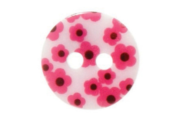 Light Pink Flower Printed Buttons 12mm G439820\6