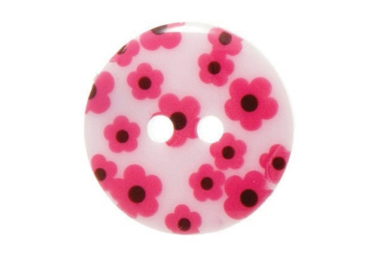 Light Pink Flower Printed Buttons 18mm G439828\6