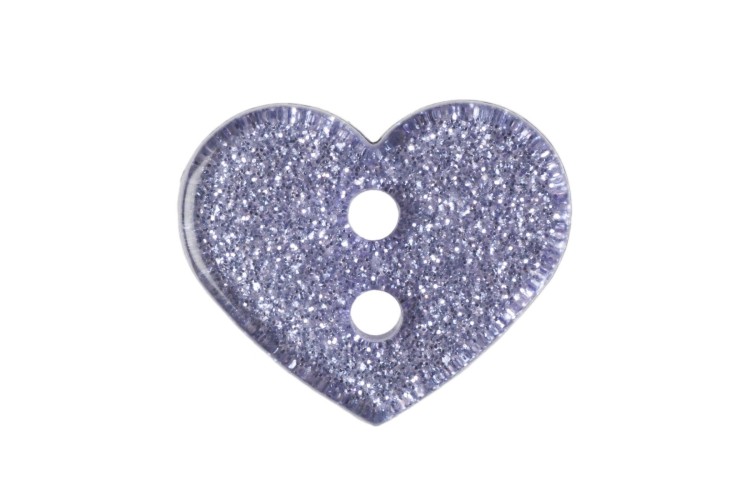 Lilac Glitter Heart Button 13mm