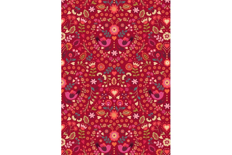 Little Bird Floral Heart Red