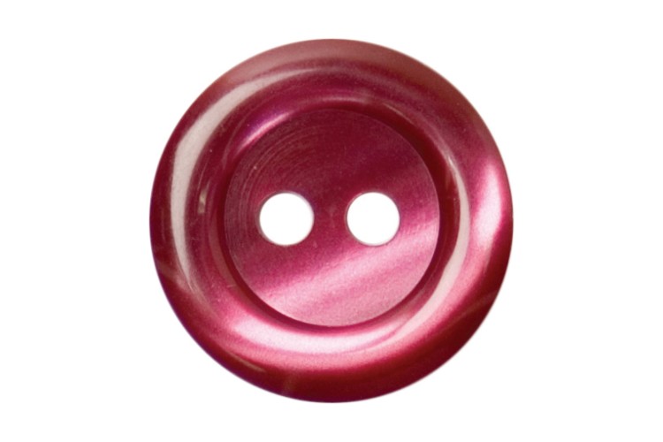 Maroon Round Rimmed Button 15mm