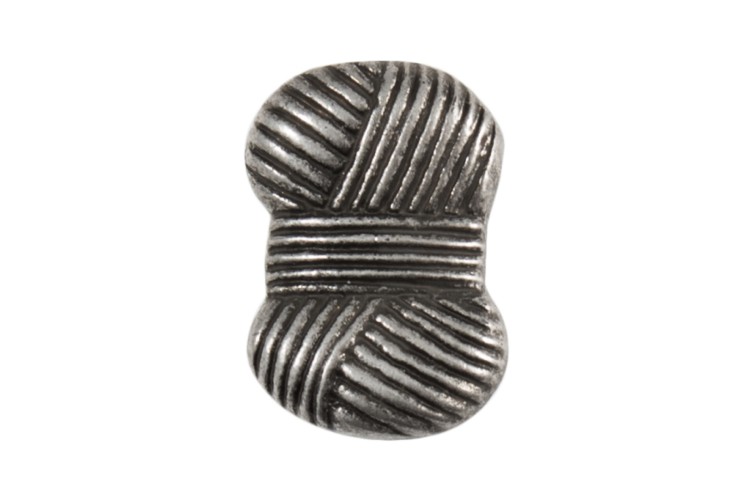 Metal Ball of Wool Button 16mm Antique Silver