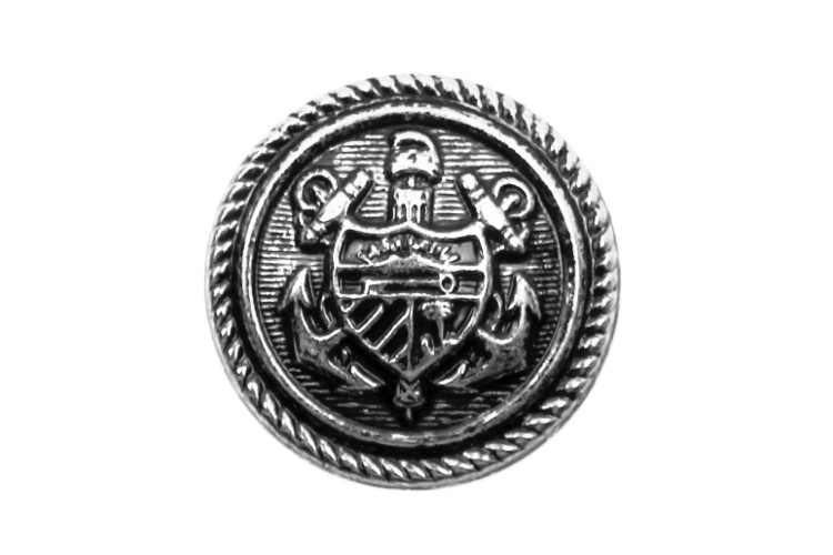 Metal Crest Button 15mm Silver