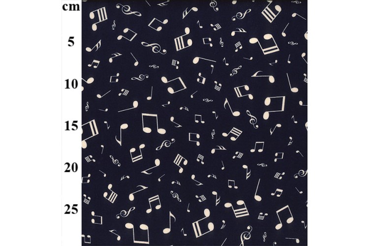 Musical Notes Navy Cotton Poplin