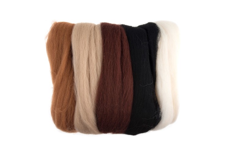 Natural Wool Roving Assorted Browns (FW50.AS1)