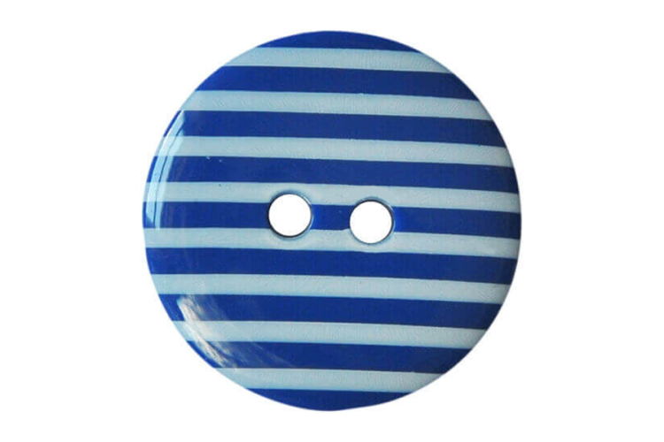 Navy & White Stripe Button 15mm