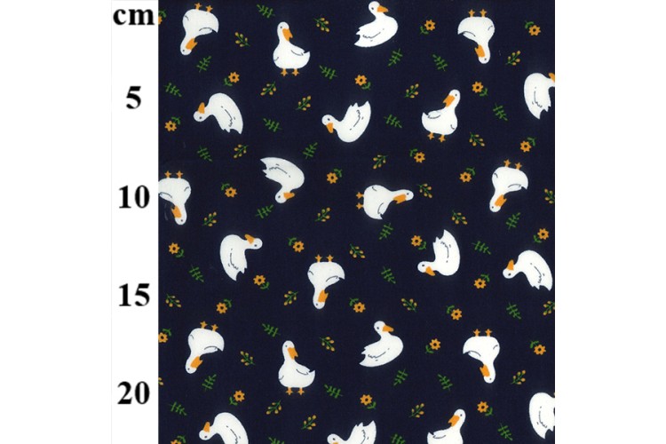 Ducks on Navy Cotton Poplin