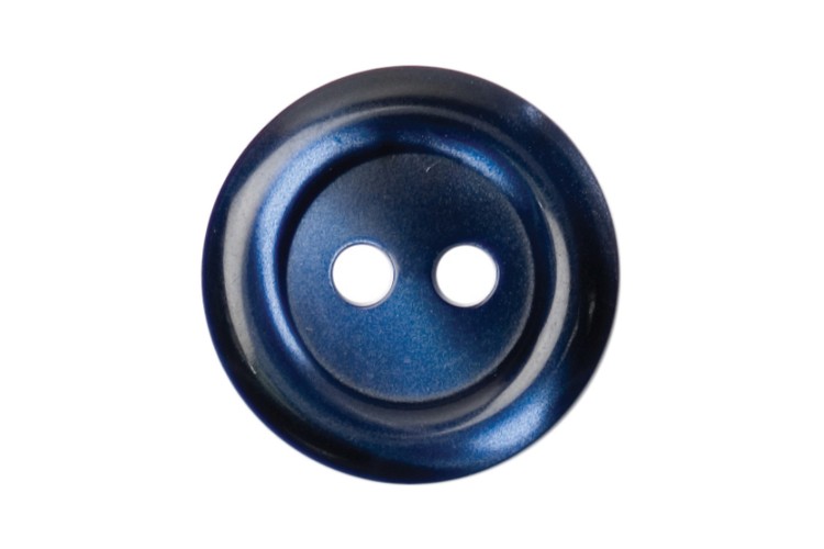 Navy Round Rimmed Button 15mm