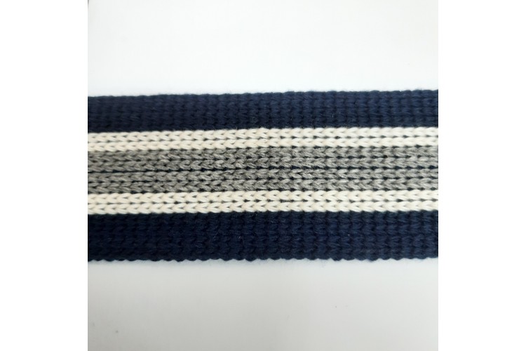 Navy/White/Grey Striped Webbing 40mm wide