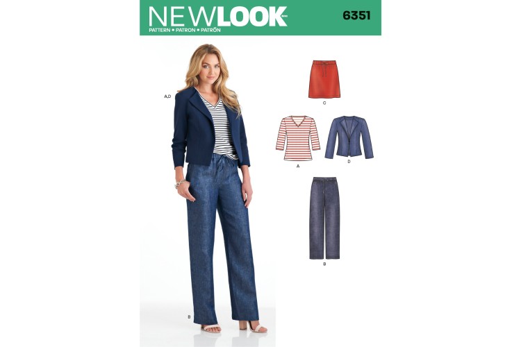 New Look 6351 Top, Jacket, Trousers, Skirt