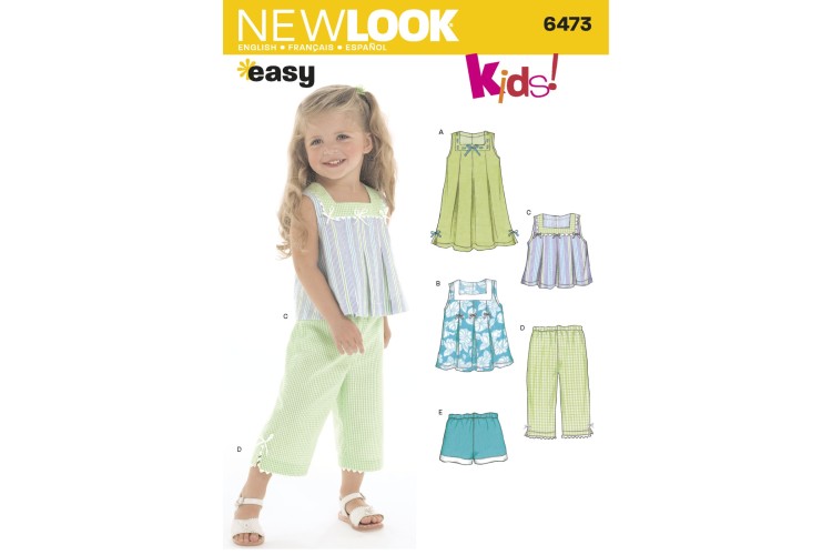 New Look 6473 Top, Dress, Capri Pants, Skirt