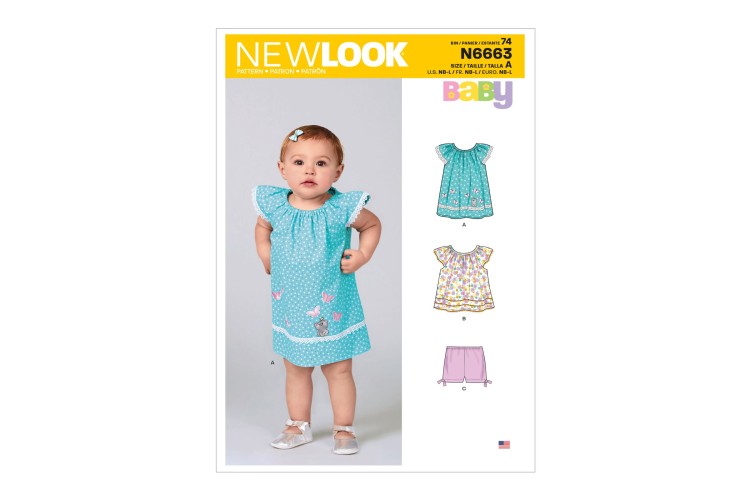 New Look 6663 Baby Dress, Top, Pants