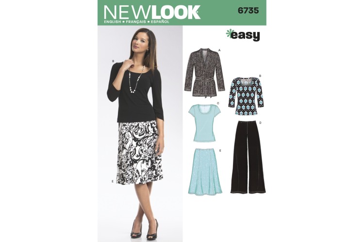 New Look 6735 Cardigan, Top, Trousers, Skirt