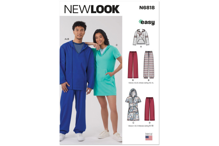 New Look 6818 Unisex Knit Hoodie, Trousers and Dress