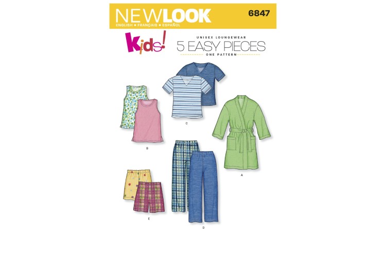 New Look 6847 Childs Robe, Trousers, Shorts, Top