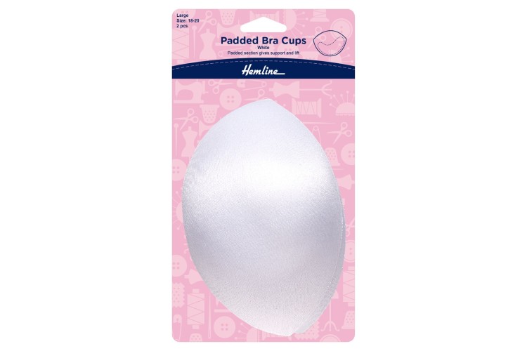 Padded Bra Cups Large White (Size18-20)