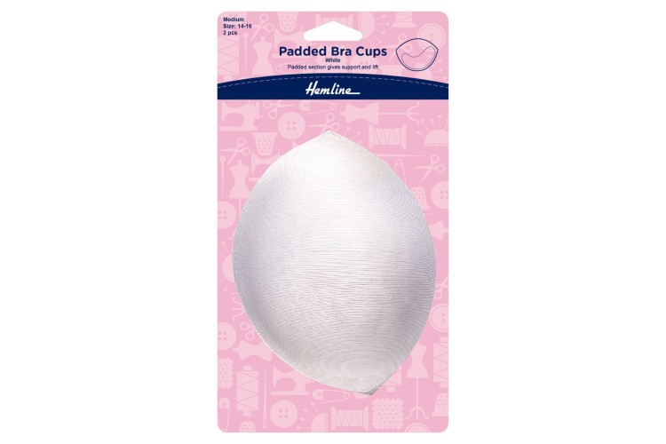 Padded Bra Cups Medium White (Size14-16)