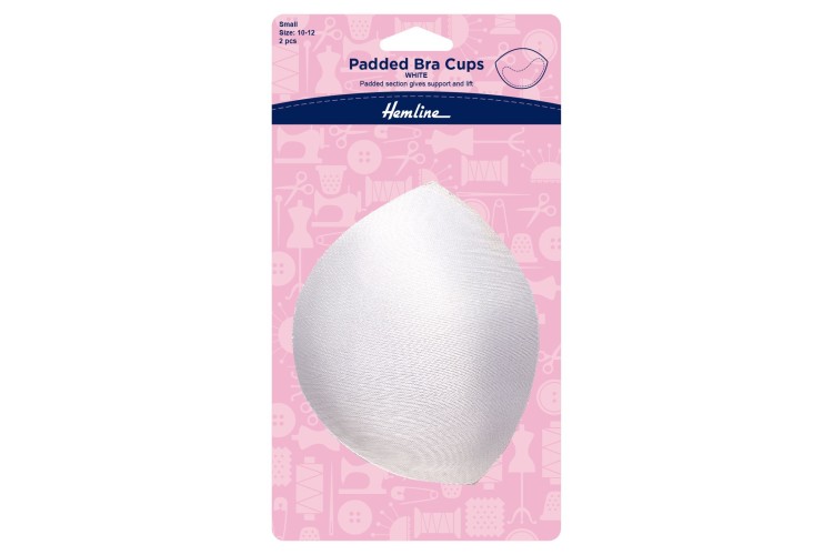 Padded Bra Cups Small White (Size10-12)